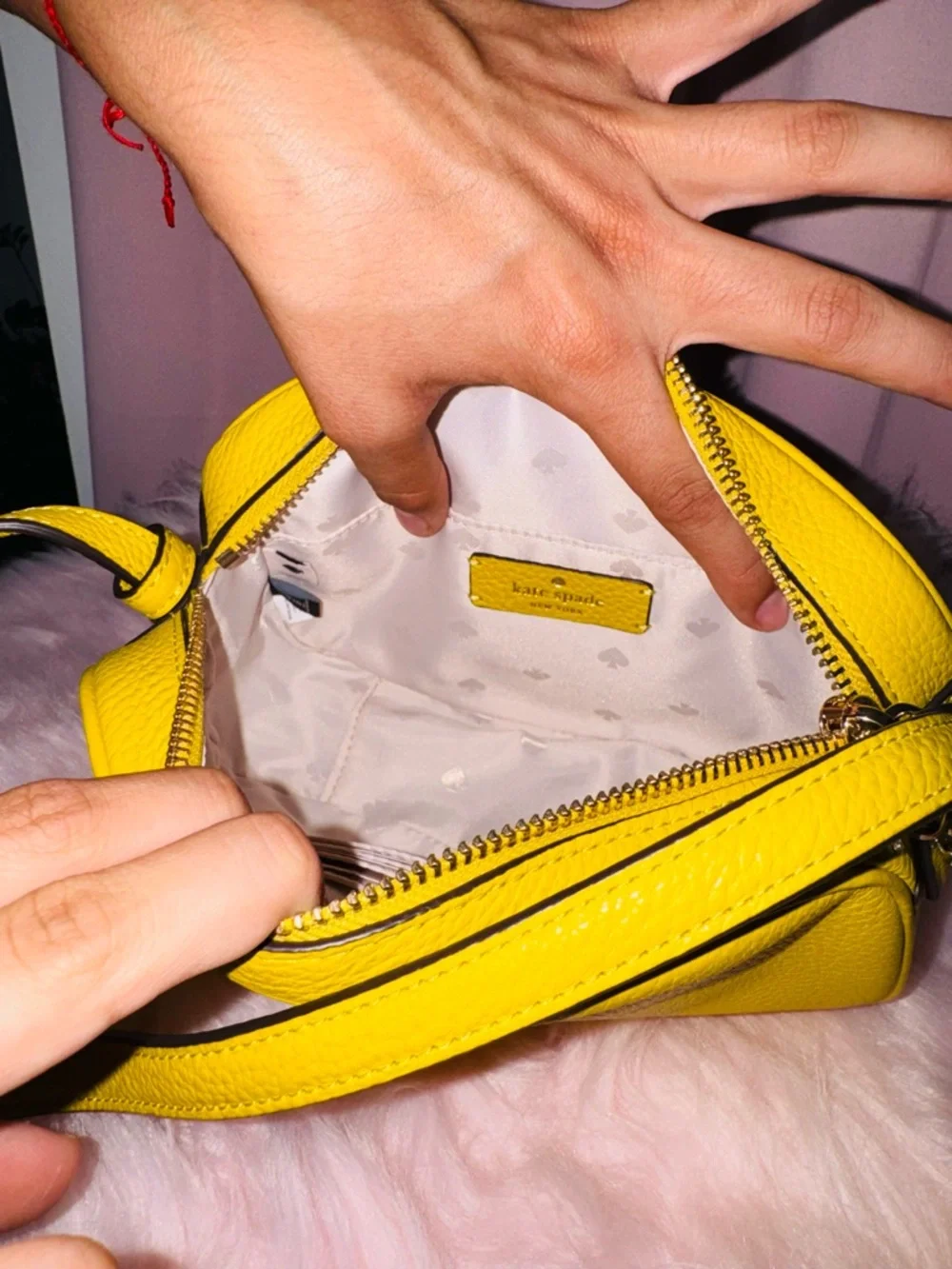 kate spade Yellow Pebbled Leather Crossbody Bag